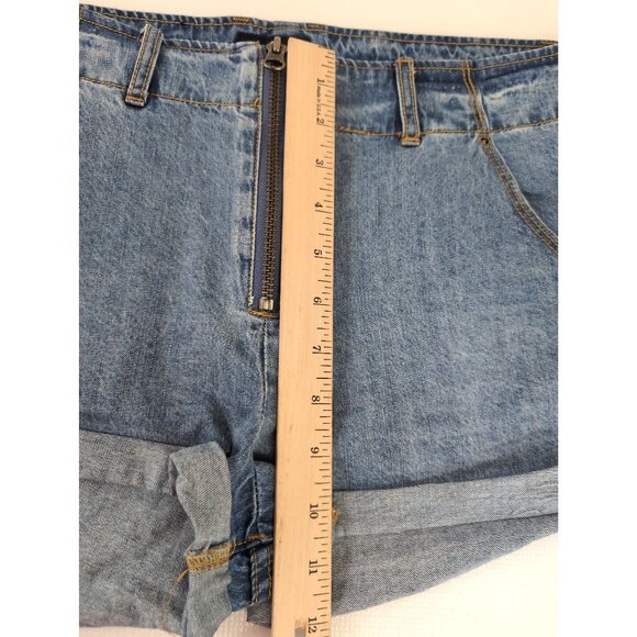 RVCA Valley Jean Shorts Womens 27 Blue Denim Exposed Zipper Festival Beach - Picture 11 of 12